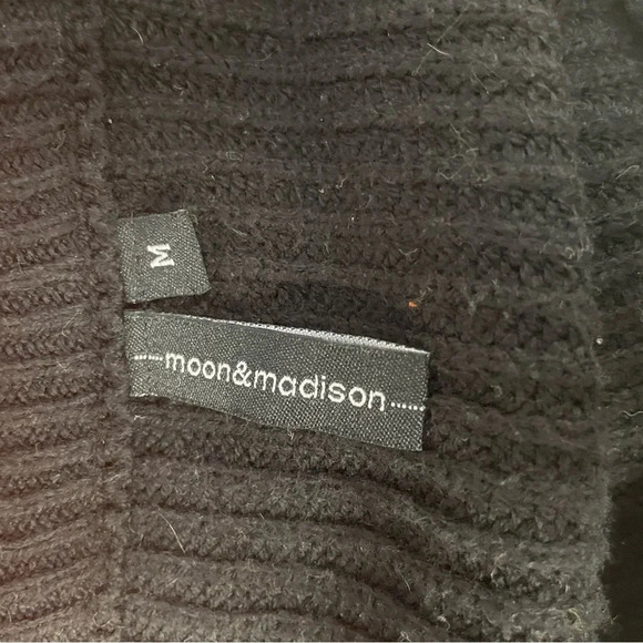 Moon Madison Sweater Colorblock Mixed Media Cable Knit Long Sleeve Cropped M - Picture 7 of 8